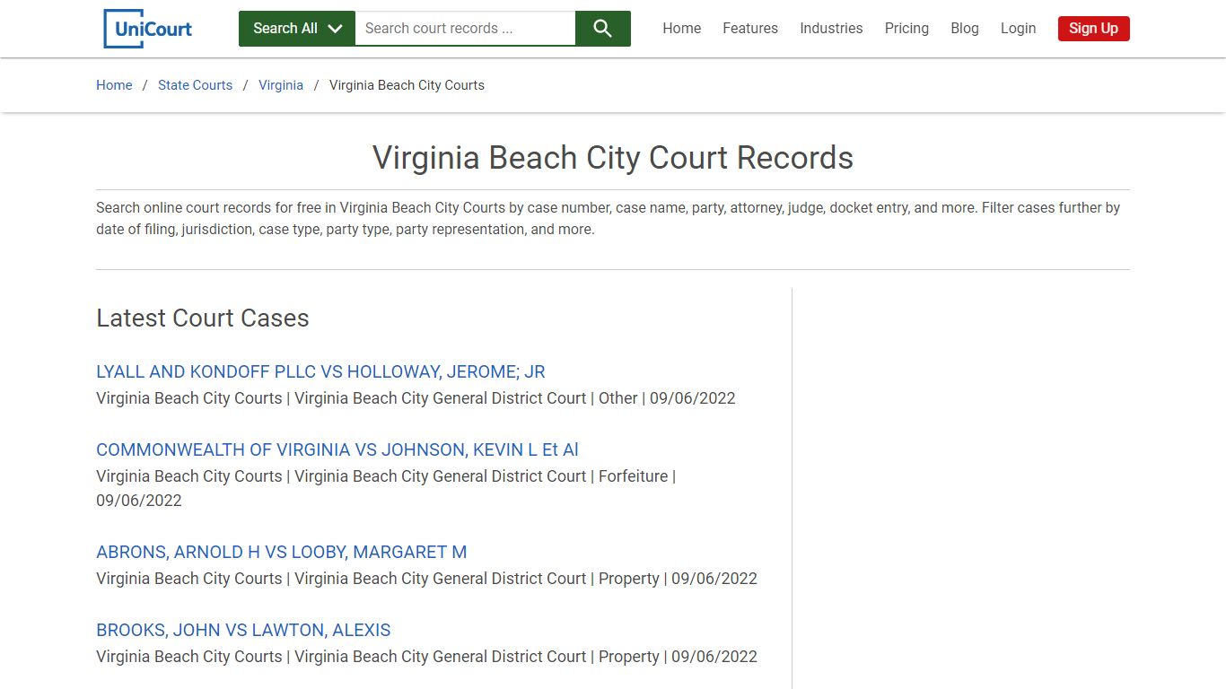 Virginia Beach City Court Records | Virginia | UniCourt